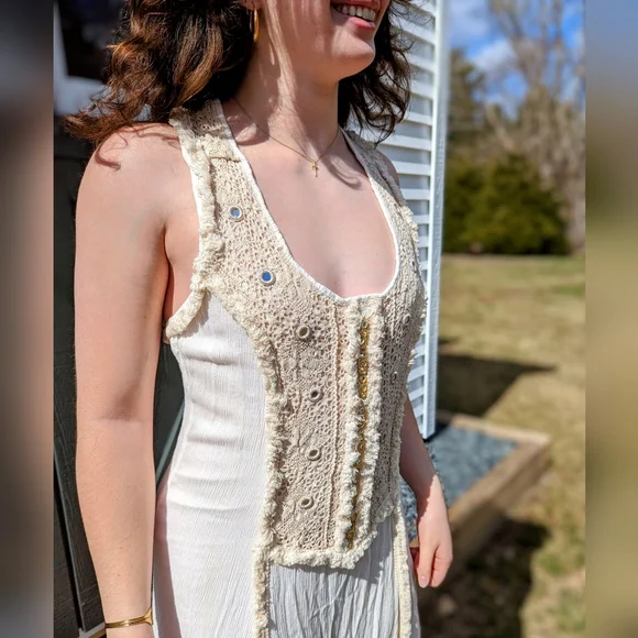 Goddess dress, open back gauze mazi - Picture 1 of 5